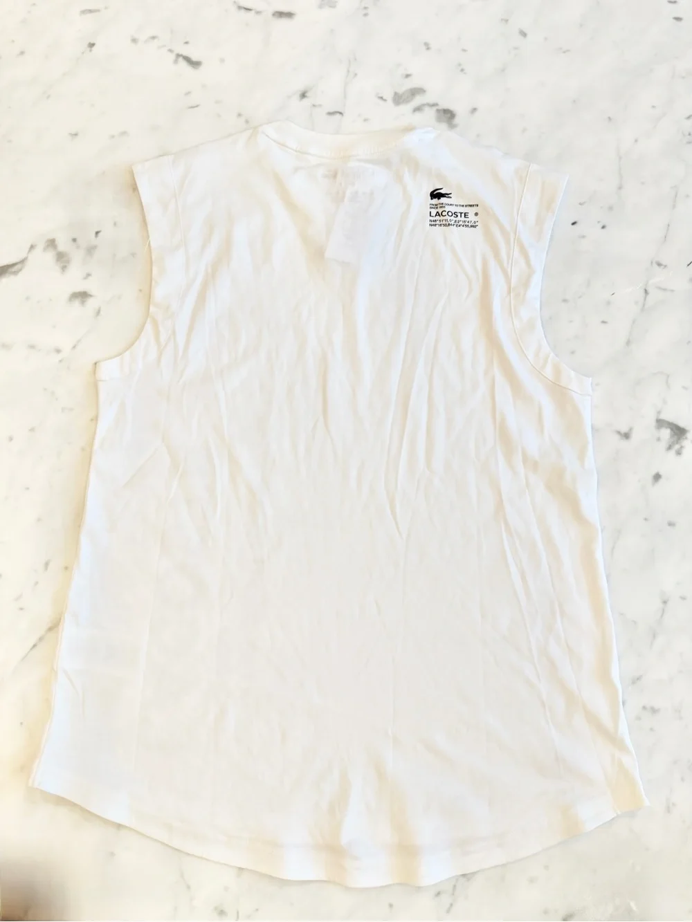 Lacoste White Sleeveless Logo Tennis Top Size Large - Picture 3 of 5